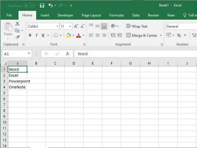 excel padajuća lista